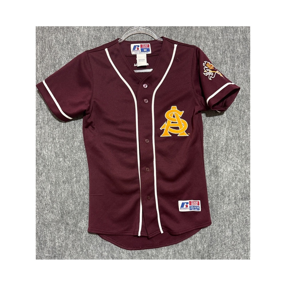 Russell Athletic Arizona State Sun Devils Youth M Baseball Jersey Maroon Sparky